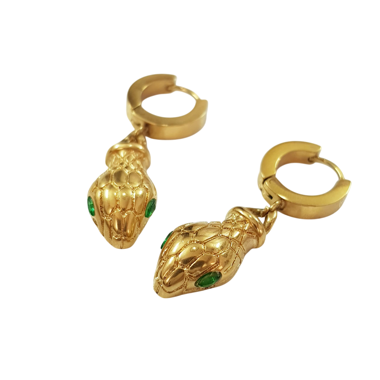 گوشواره استیل طلایی آویز مار برند Fashion Jewelry کد ۱۹۰۹۷