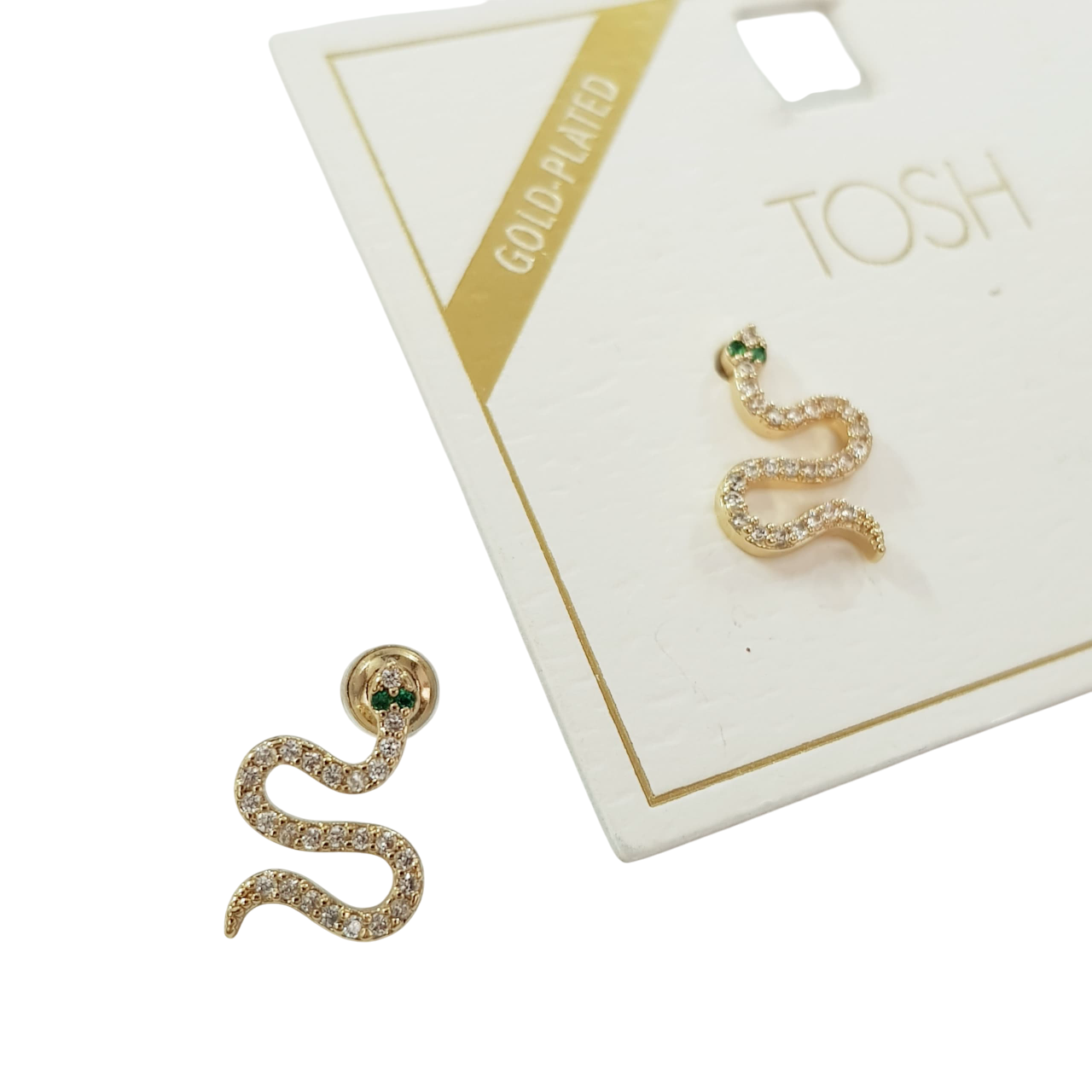 گوشواره آبکاری طلا طرح مار برند TOSH آلمان کد ۱۹۰۹۵