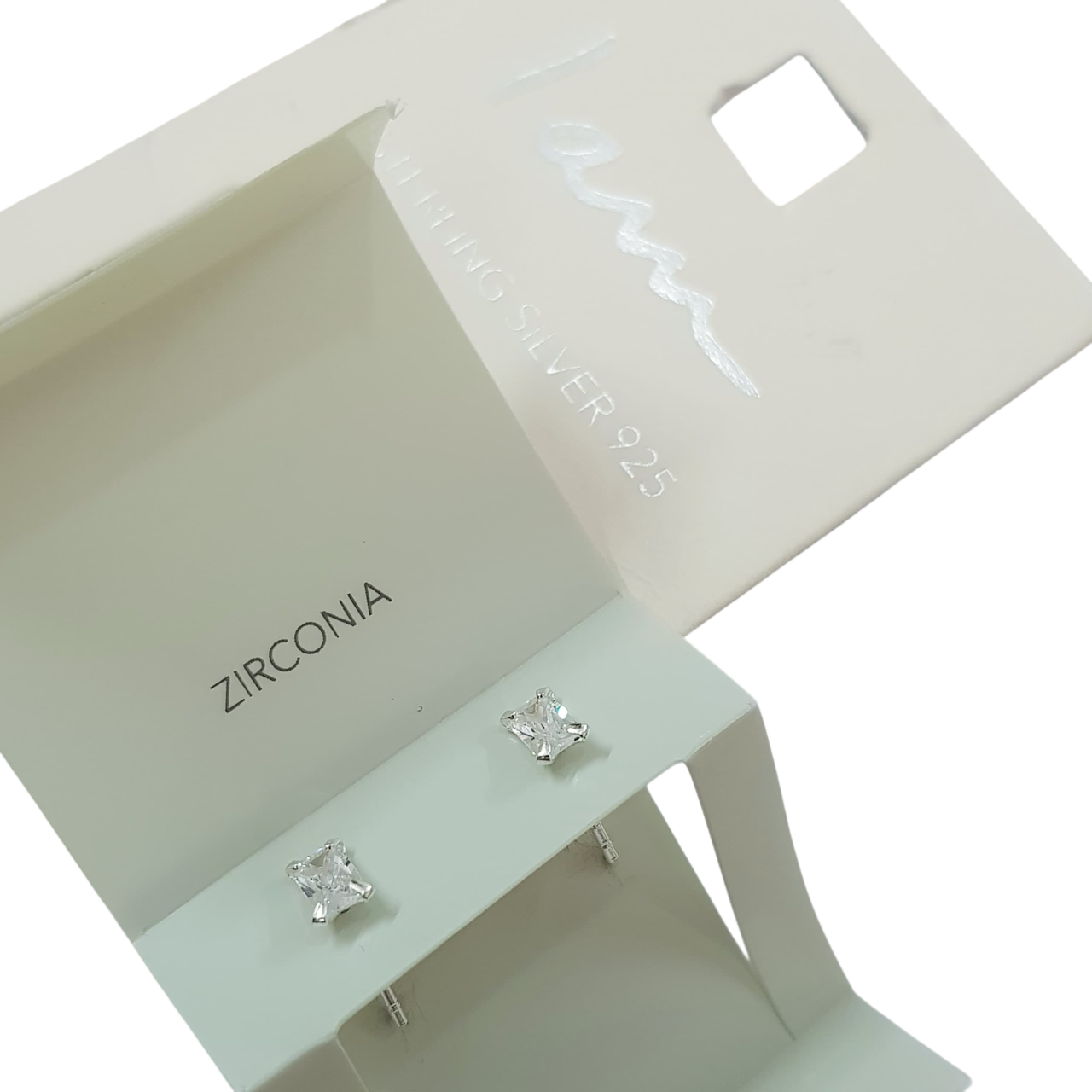 گوشواره گلگوش نقره ۹۲۵ کار شده با سنگ زیرکنیا باگتی برند iam کد ۲۱۰۹۱