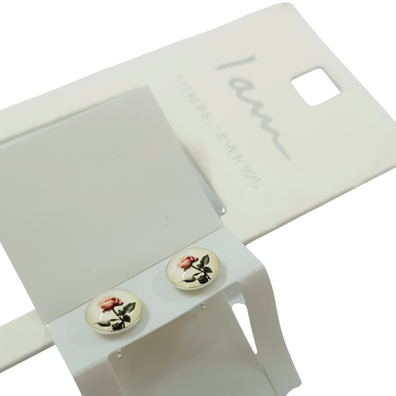 گوشواره گلگوش جنس نقره عیار ۹۲۵ طرح گل رز برند iam کد ۲۱۰۹۲