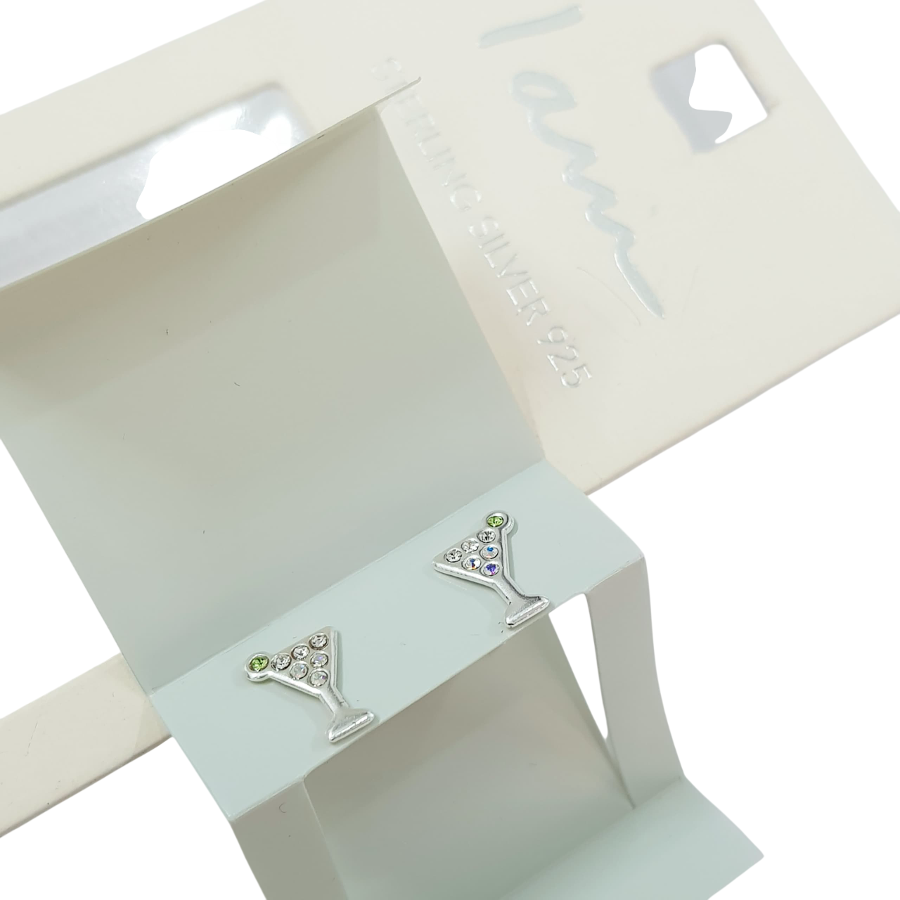 گوشواره گلگوش نقره عیار ۹۲۵ مدل جام نگین دار برند iam کد ۲۵۰۹۵