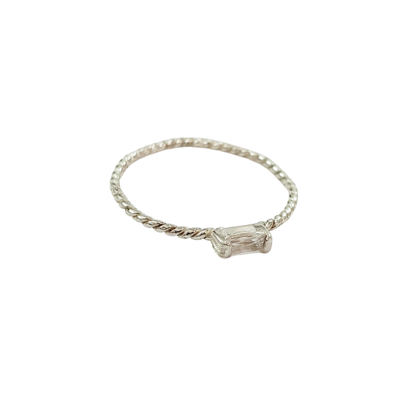 انگشتر نقره استرلینگ عیار ۹۲۵ طرح اسپیرال نگین باگتی سایز ۷ - ۸ برند ACC کد ۰۳۱۰۳