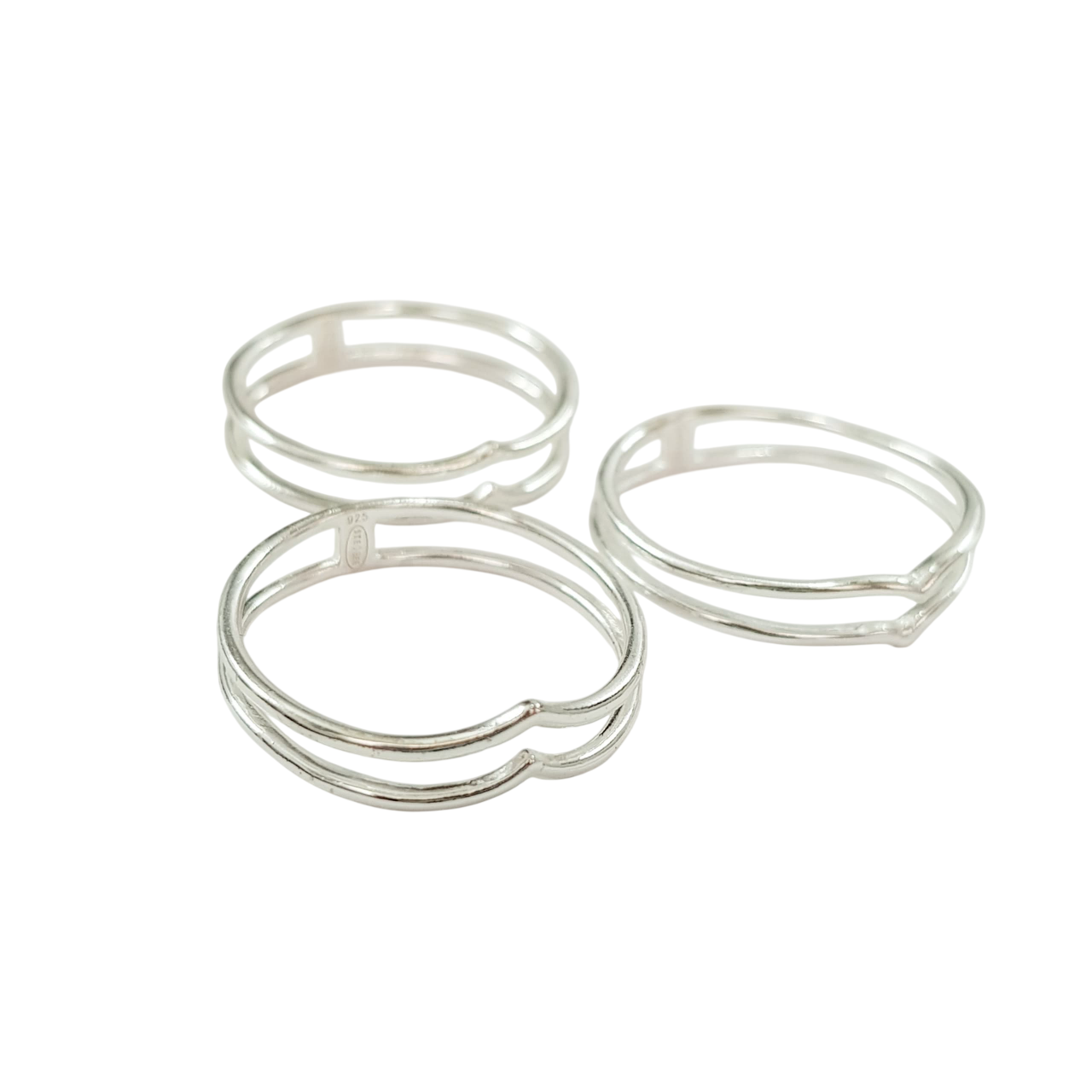 انگشتر نقره عیار ۹۲۵ مدل دو ردیفه سایز ۸-۷ برند ACC کد ۰۳۱۰۲