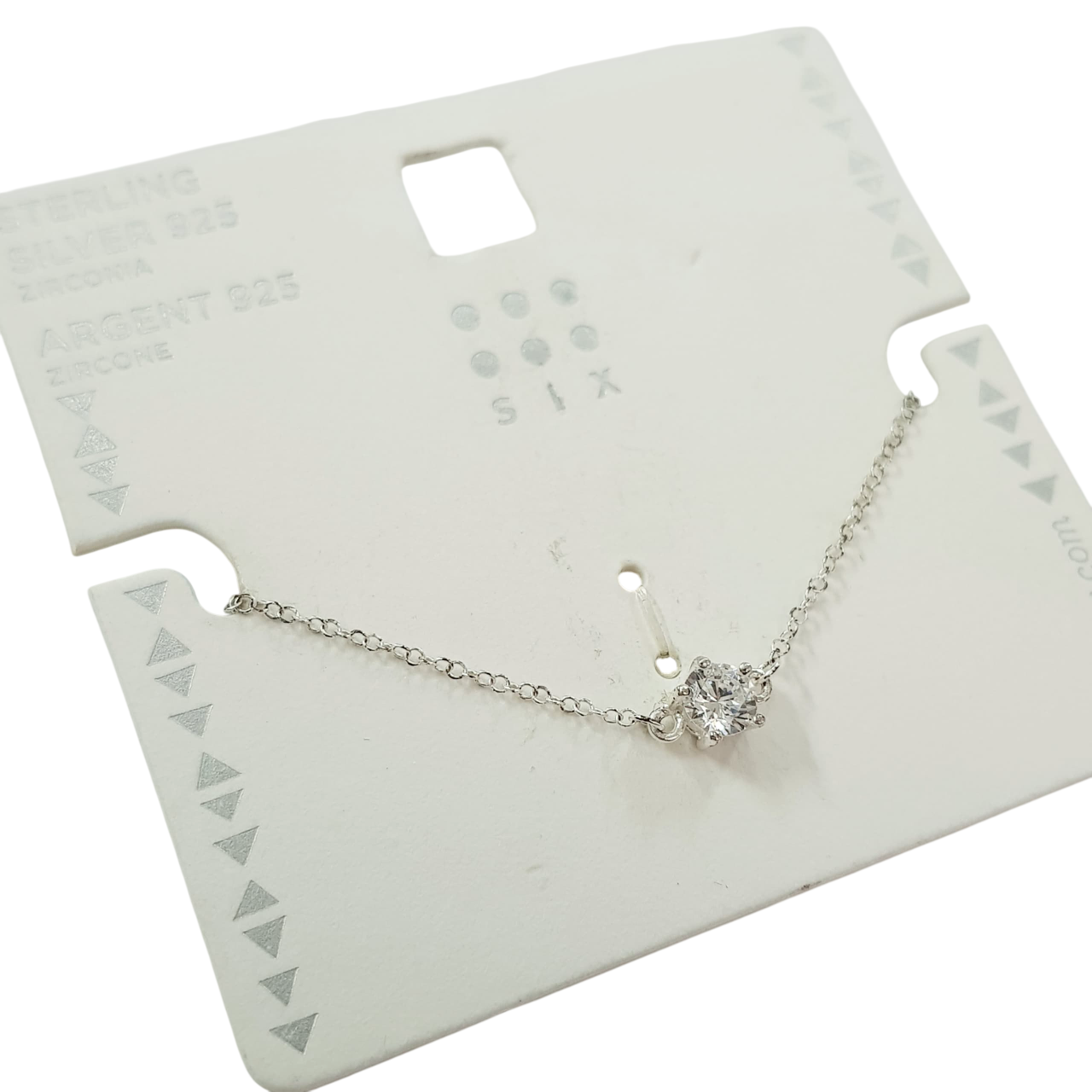 دستبند نقره ۹۲۵ کار شده با سنگ زیرکنیا اصل برند Six کد ۰۶۱۰۴