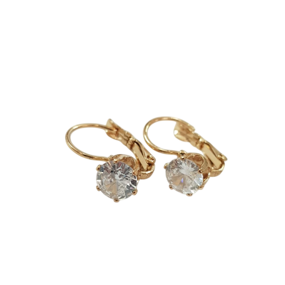 گوشواره طلایی قفلی کار شده با سنگ زیرکنیا اصل ، کد ۱۲۱۱۰۲