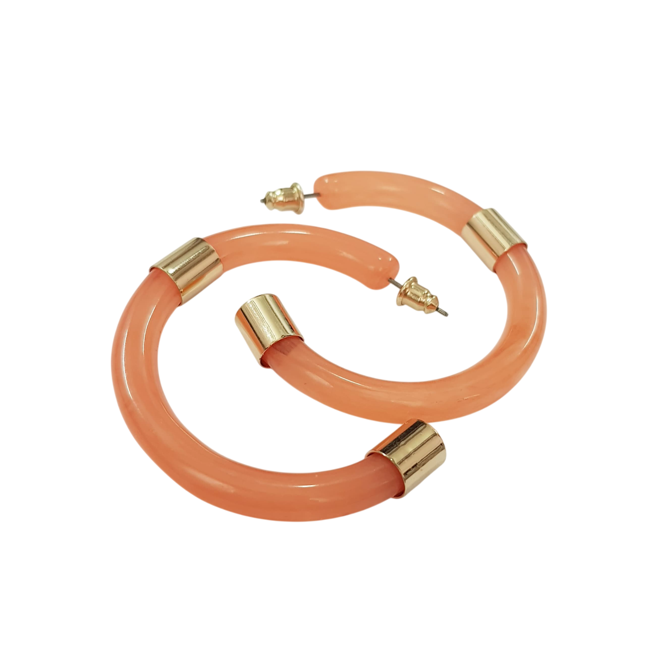 گوشواره نیم حلقه پلکسی گلبهی کد ۱۲۱۱۰۱