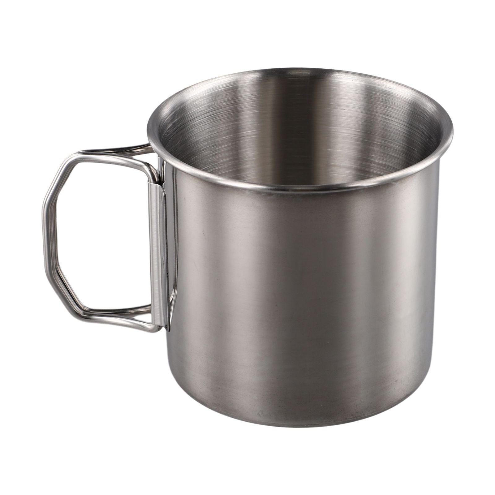 لیوان استیل تک جداره دسته تاشو